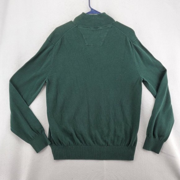 NAUTICA Sweater Men's Long Sleeve 1/4 Zip High Neck Sailboat Green Large - Picture 8 of 12